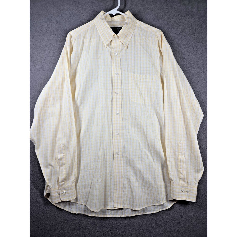 Brooks Brothers Country Club Men's Shirt L Plaid Yellow Classic Fit Cotton